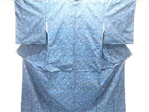 立涌に花模様織り出し手織り紬着物アンサンブル